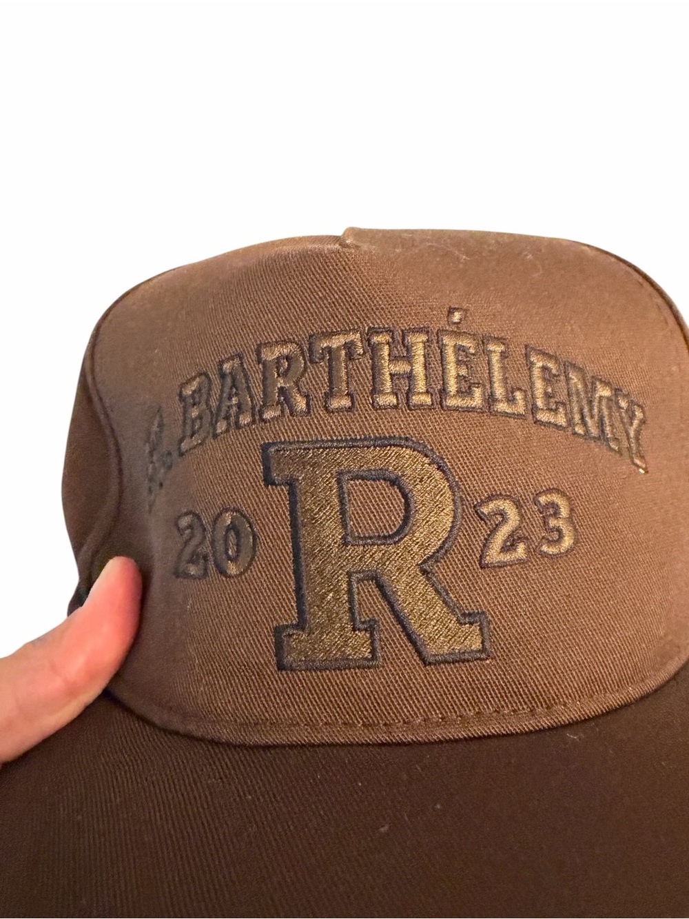 “St. Barthelemy 2023” R-logo style with the green underbrim hat